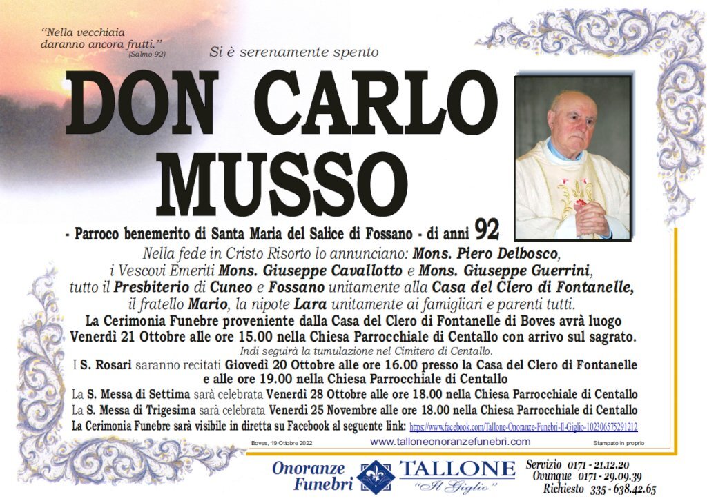Manifesto di DON CARLO MUSSO