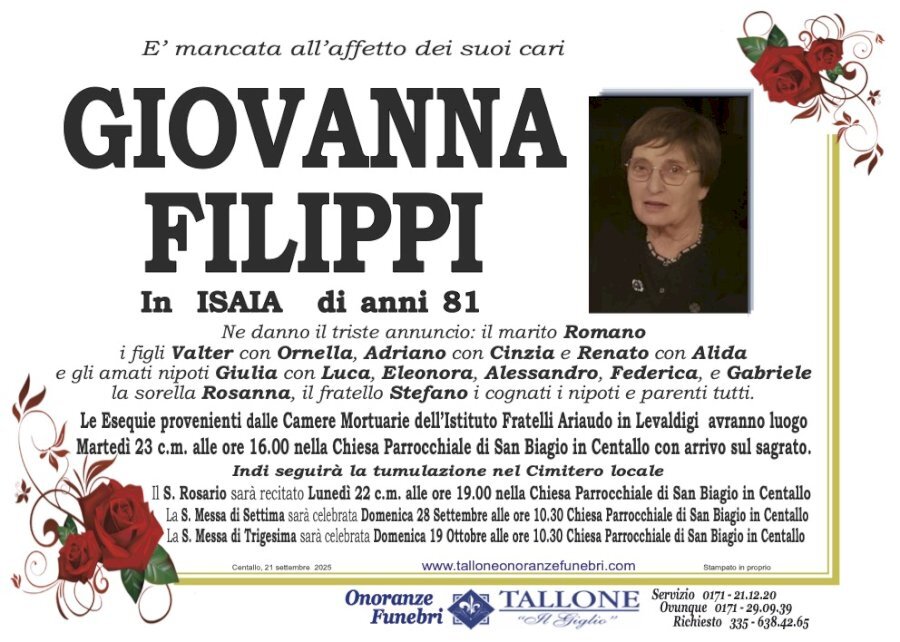 Manifesto di GIOVANNA FILIPPI in ISAIA