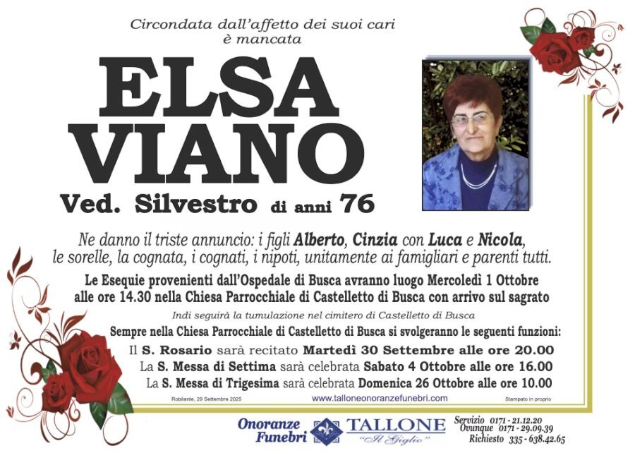 Manifesto di ELSA VIANO ved. SILVESTRO