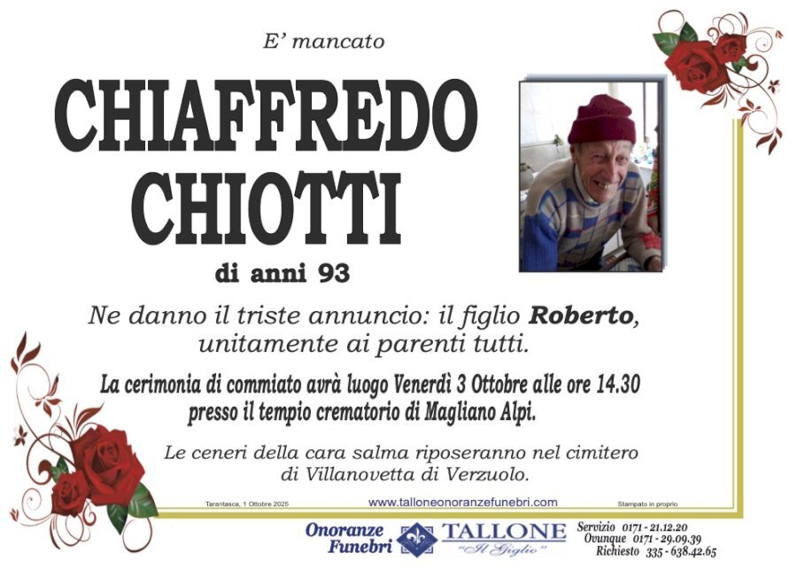 Manifesto di CHIAFFREDO CHIOTTI