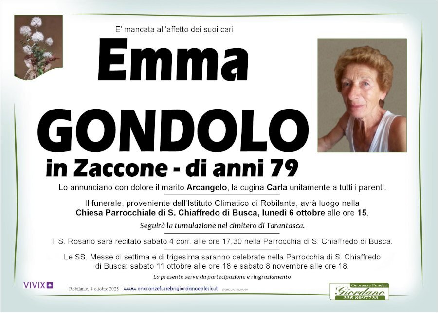 Manifesto di EMMA GONDOLO in ZACCONE