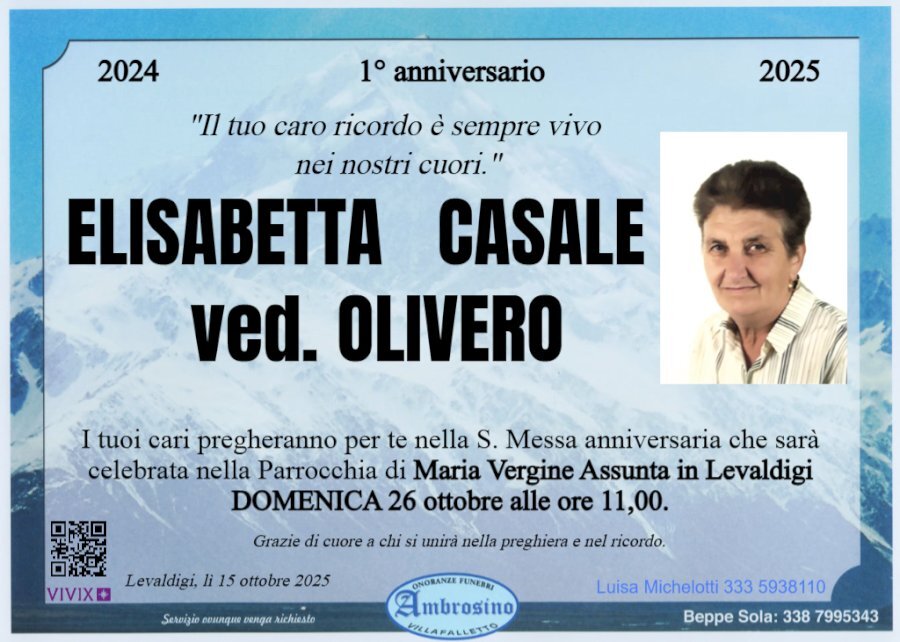 Manifesto di ELISABETTA CASALE ved. OLIVERO Manifesto di ELISABETTA CASALE ved. OLIVERO