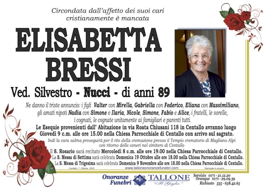 Manifesto di ELISABETTA BRESSI "NUCCI" ved. SILVESTRO