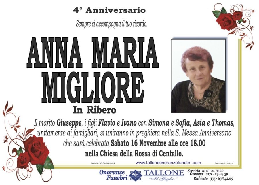 Manifesto di ANNA MARIA MIGLIORE in RIBERO