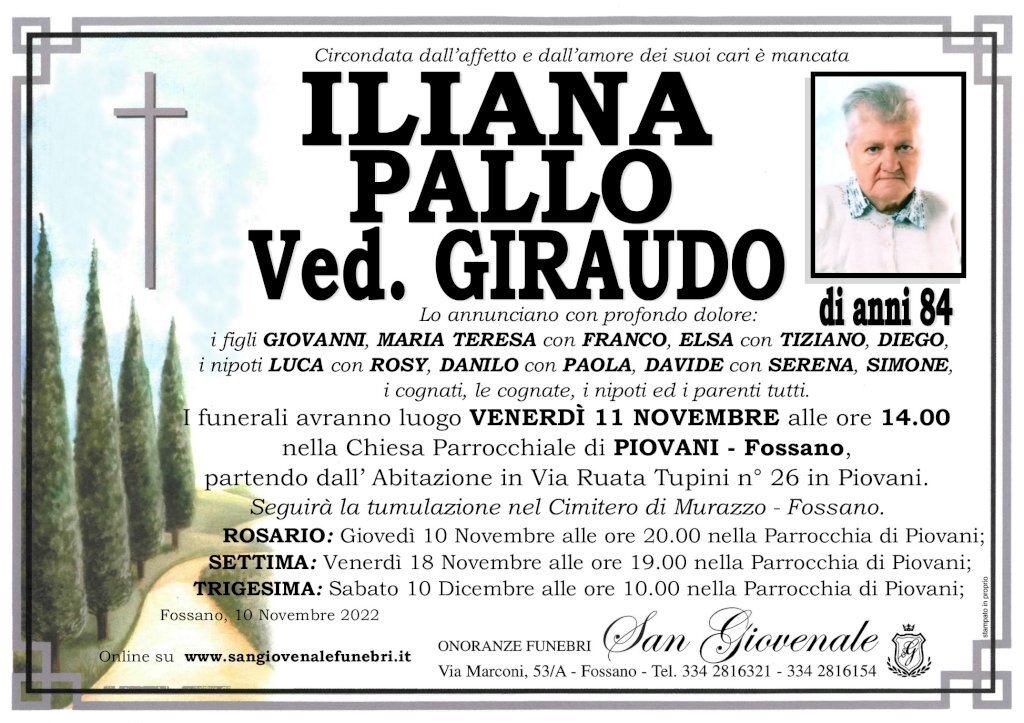 Manifesto di ILIANA PALLO ved. GIRAUDO