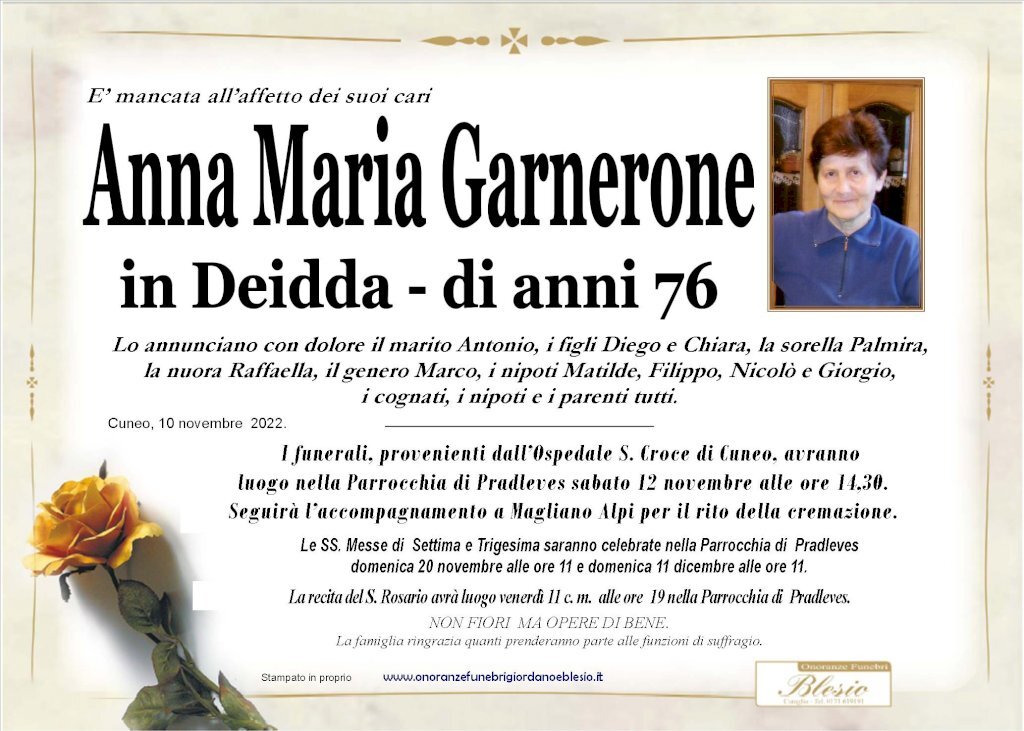 Manifesto di ANNA MARIA GARNERONE in DEIDDA