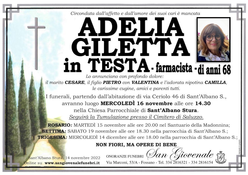 Manifesto di ADELIA GILETTA in TESTA