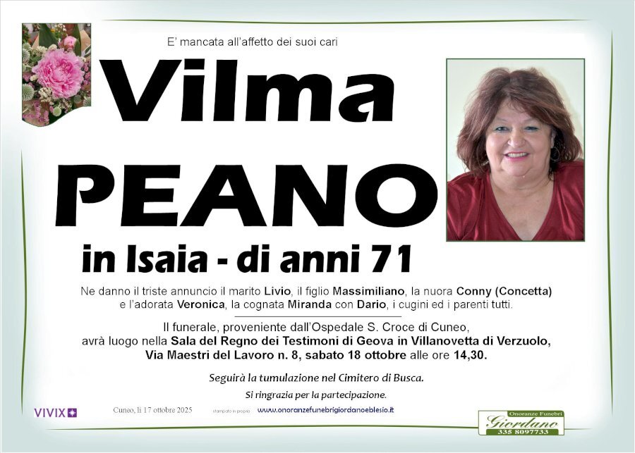 Manifesto di VILMA PEANO in ISAIA