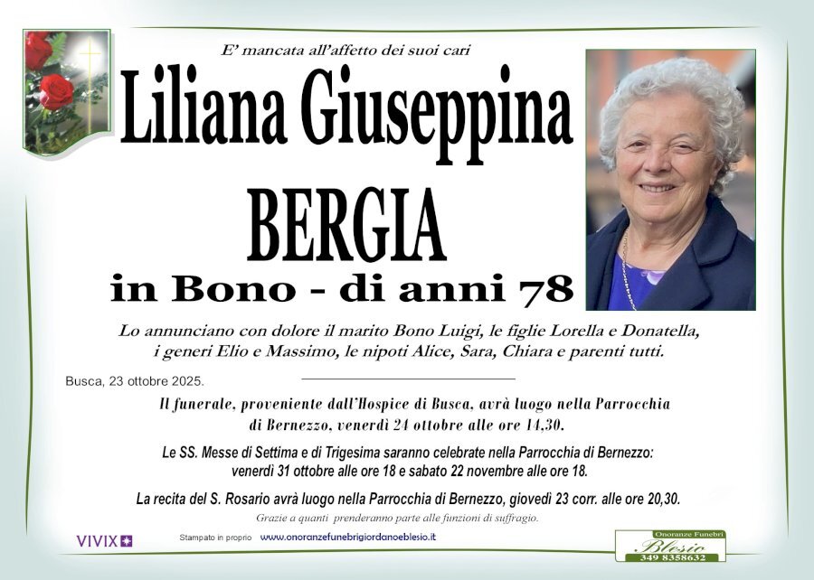 Manifesto di LILIANA GIUSEPPINA BERGIA in BONO