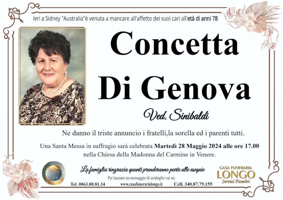 Manifesto di CONCETTA DI GENOVA in SINIBALDI