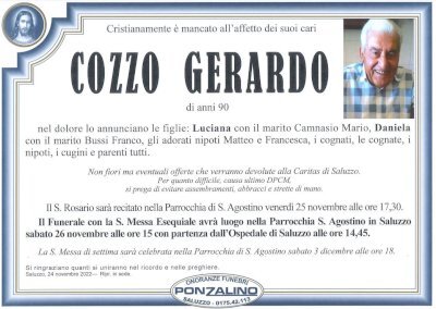 Necrologio di GIRARDO COZZO