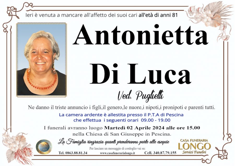 Manifesto di ANTONIETTA DI LUCA in PUGLIELLI