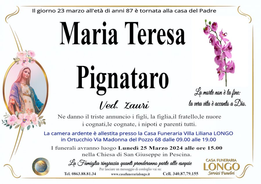 Manifesto di MARIA TERESA PIGNATARO in ZAURI