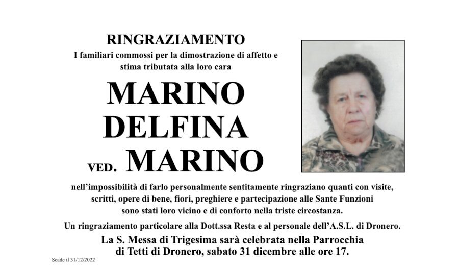 Manifesto di DELFINA MARINO ved. MARINO