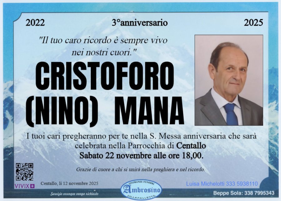 Manifesto di CRISTOFORO MANA "NINO"