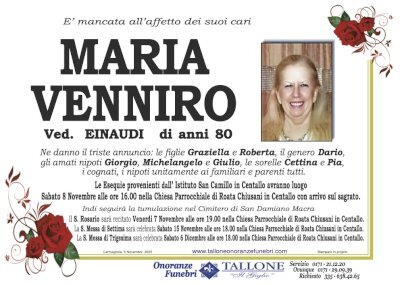 MARIA VENNIRO ved. EINAUDI