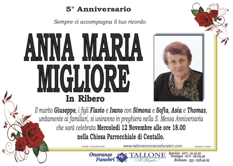 Manifesto di ANNA MARIA MIGLIORE in RIBERO