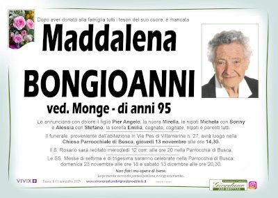 MADDALENA BONGIOANNI ved. MONGE