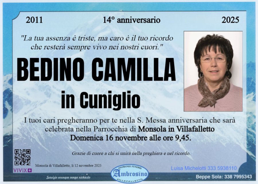 Manifesto di CAMILLA BEDINO in CUNIGLIO