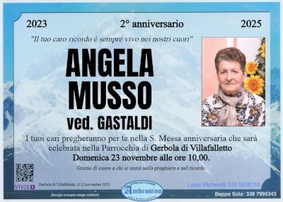 ANGELA MUSSO ved. GASTALDI