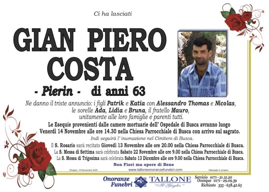 Manifesto di GIAN PIERO COSTA "PIERIN"