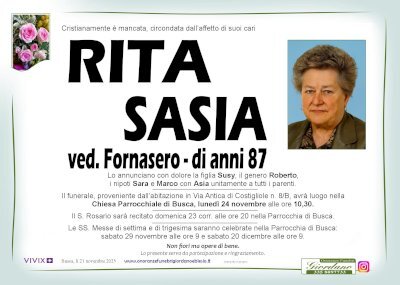 RITA SASIA ved. FORNASERO